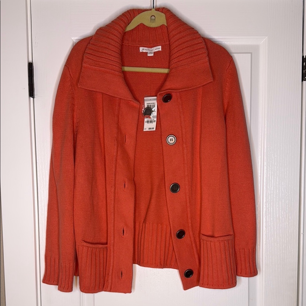 Orange Button-Up Sweater